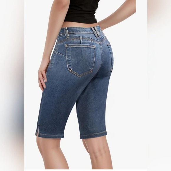 Hybrid & Company Womens Ultra Comfy Butt lift Stretch Bermuda City Shorts - Picture 1 of 6